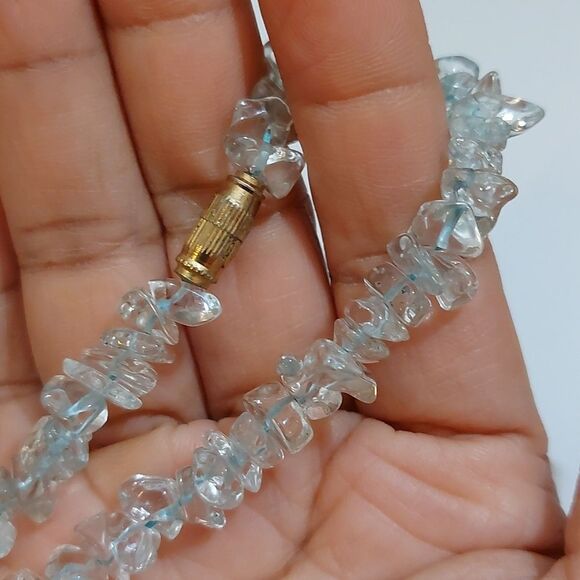 Vintage Clear Glass Crystals Chipped Beads Choker Necklace - Picture 4 of 4